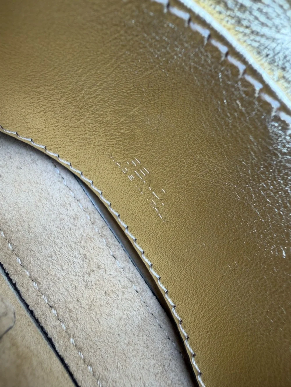 Fendi Crystal Vitello Laminato FF Nano Maxi Buckle Baguette Charm - Picture 7 of 8